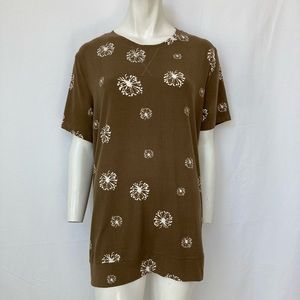 NWOT Happy Sailed Short Sleeve Crew Neck Casual T Shirt 2XL Brown Dandelion